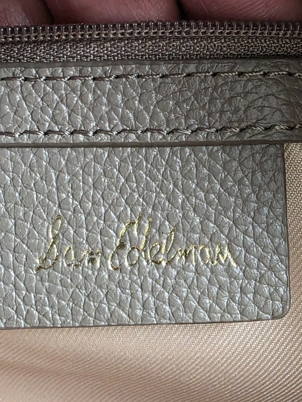 Sam Edelman Loraine Horsebit Taupe Pebbled Leather Camera Crossbody Bag